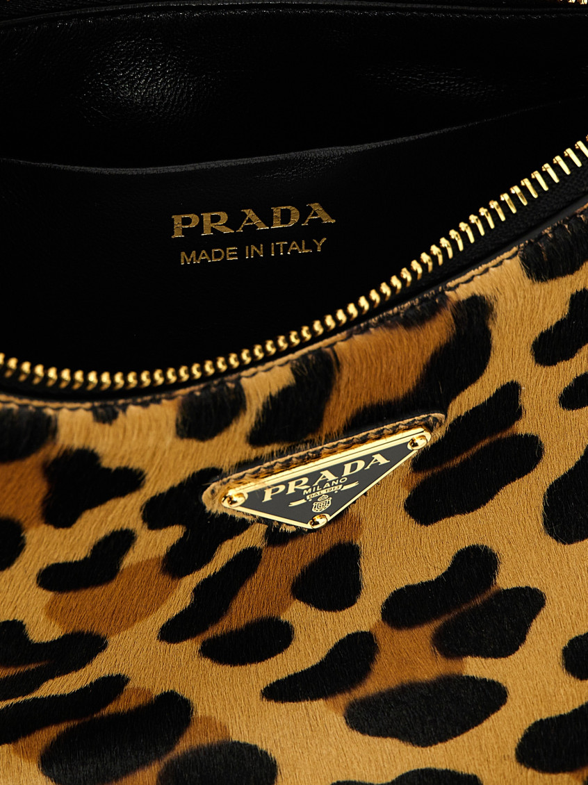 Leopard Print Arque Printed Leather Shoulder Bag