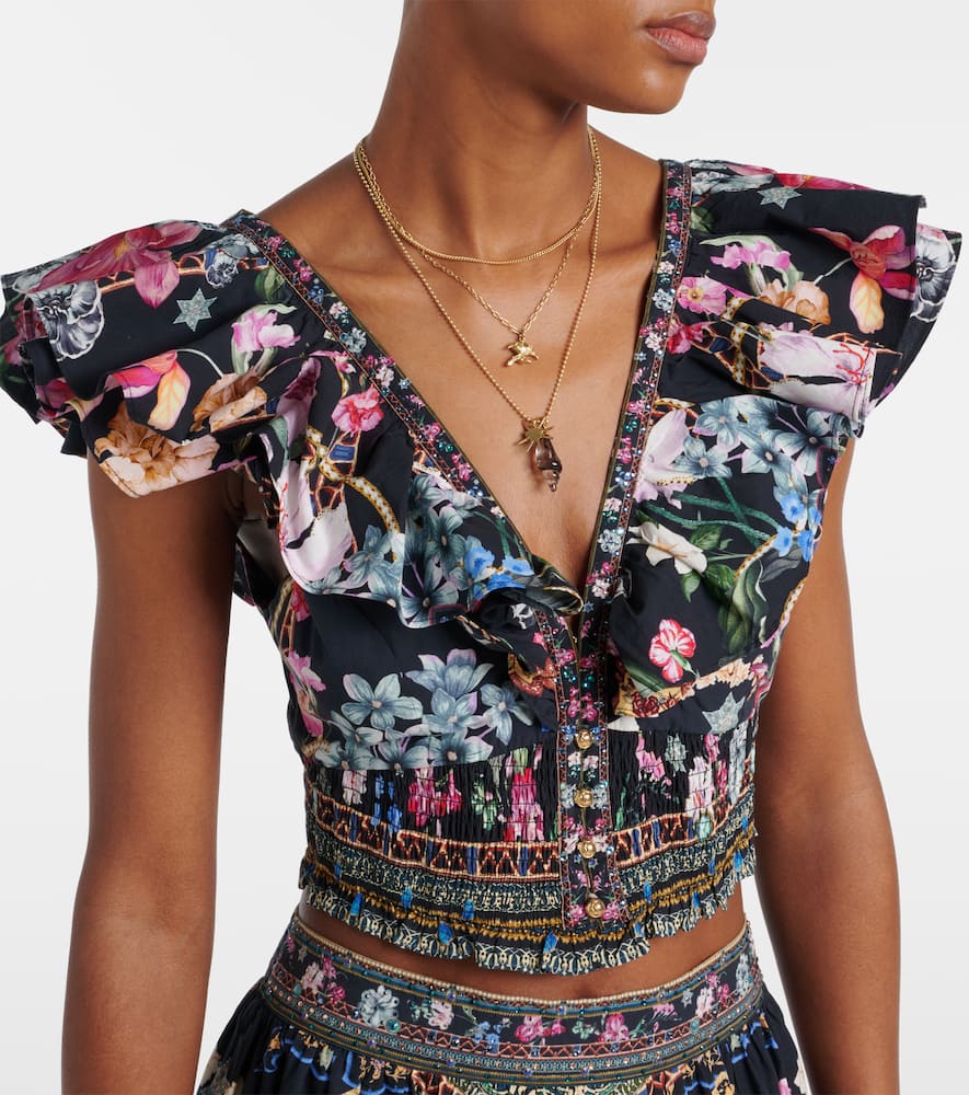 Camilla Crystal-embellished cotton crop top