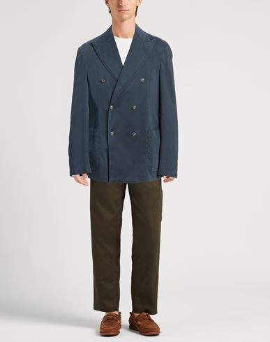 Man Blazer Slate blue Size 40 Cotton, Silk, Elastane