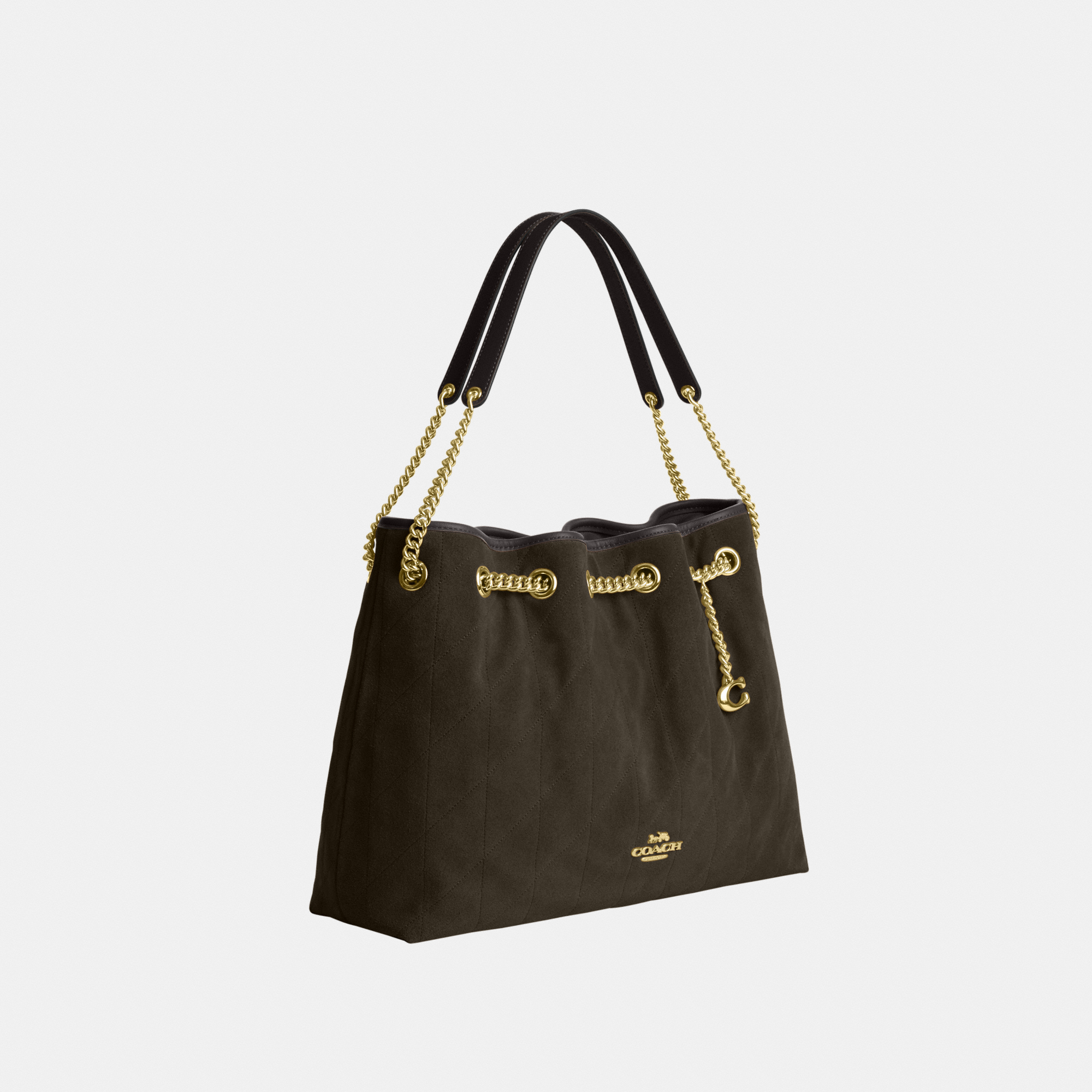 Coach Womens Evelyn Shoulder Bag With Quilting And Charm - Brown