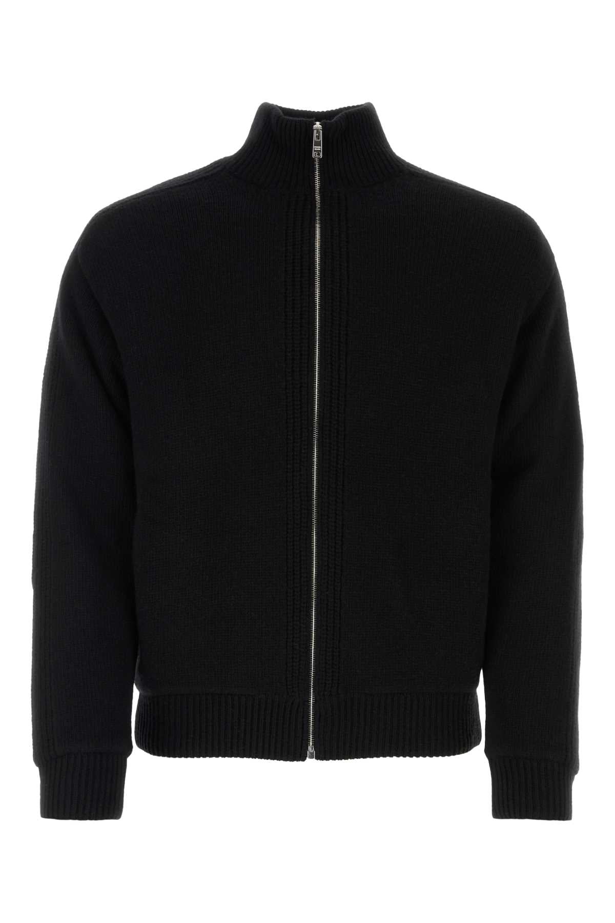 Virgin Wool and Cashmere Blend Cardigan — Black