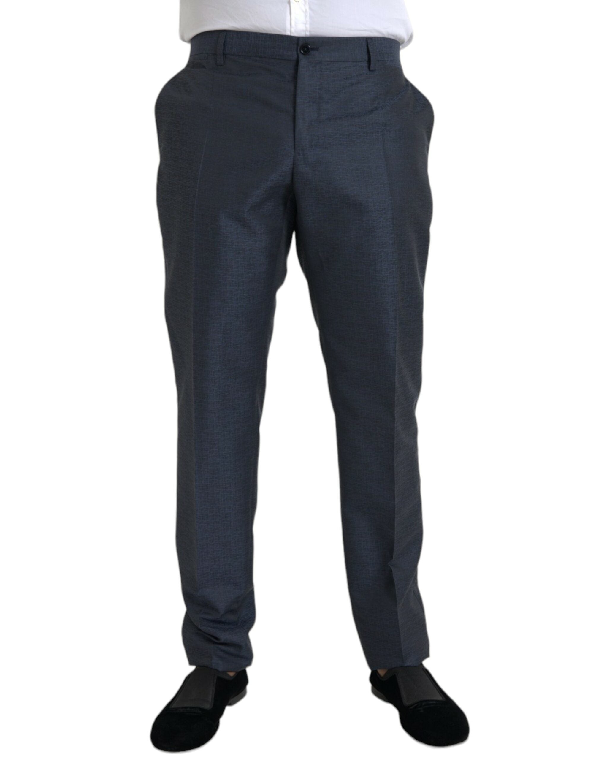 Virgin Wool Blend Trousers — Blue