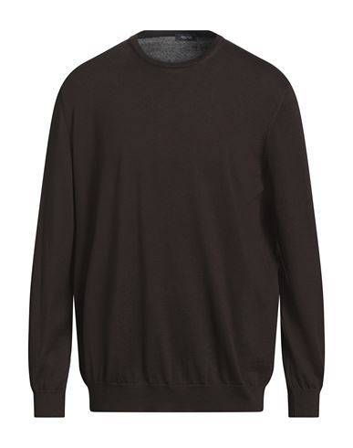 Rossopuro Man Sweater Dark brown Size 7 Cotton