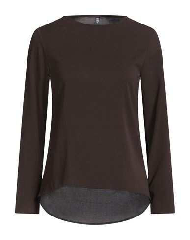 Woman Top Dark green Size 2 Silk, Elastane