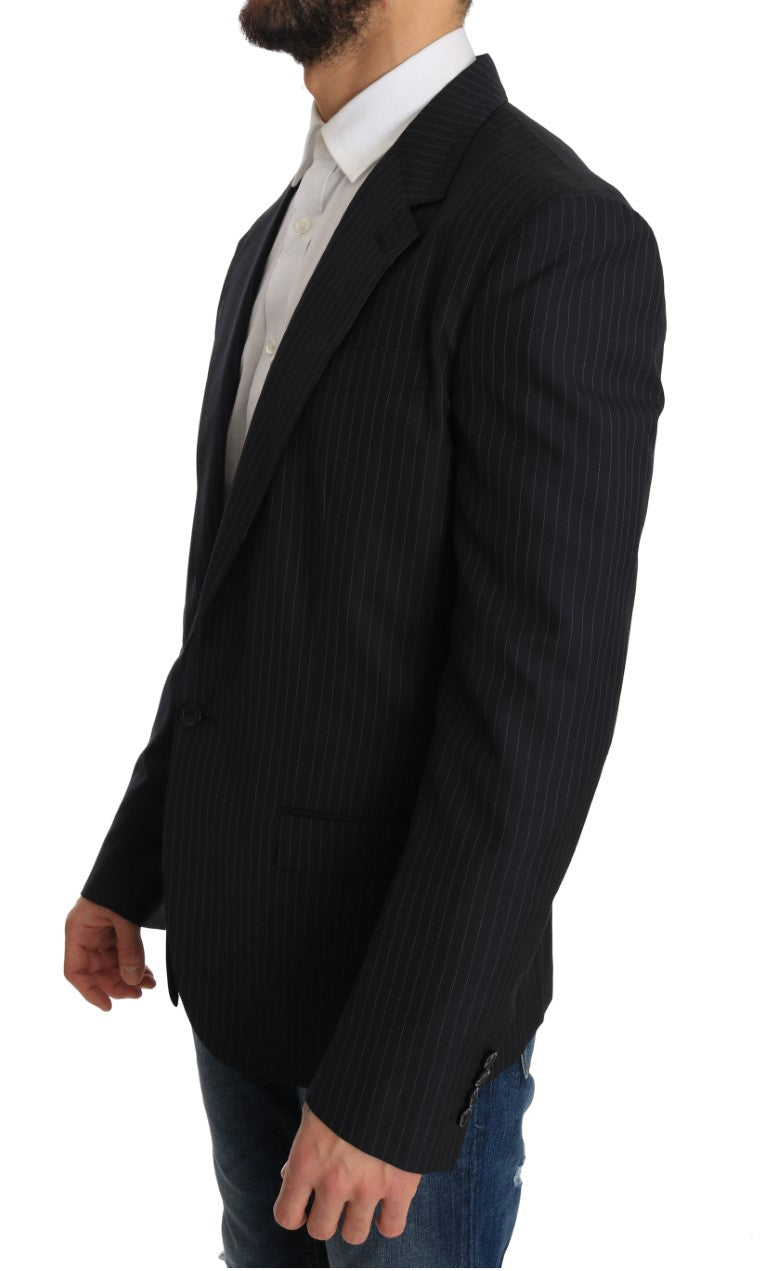 Gray Striped Virgin Wool Blazer — Gray