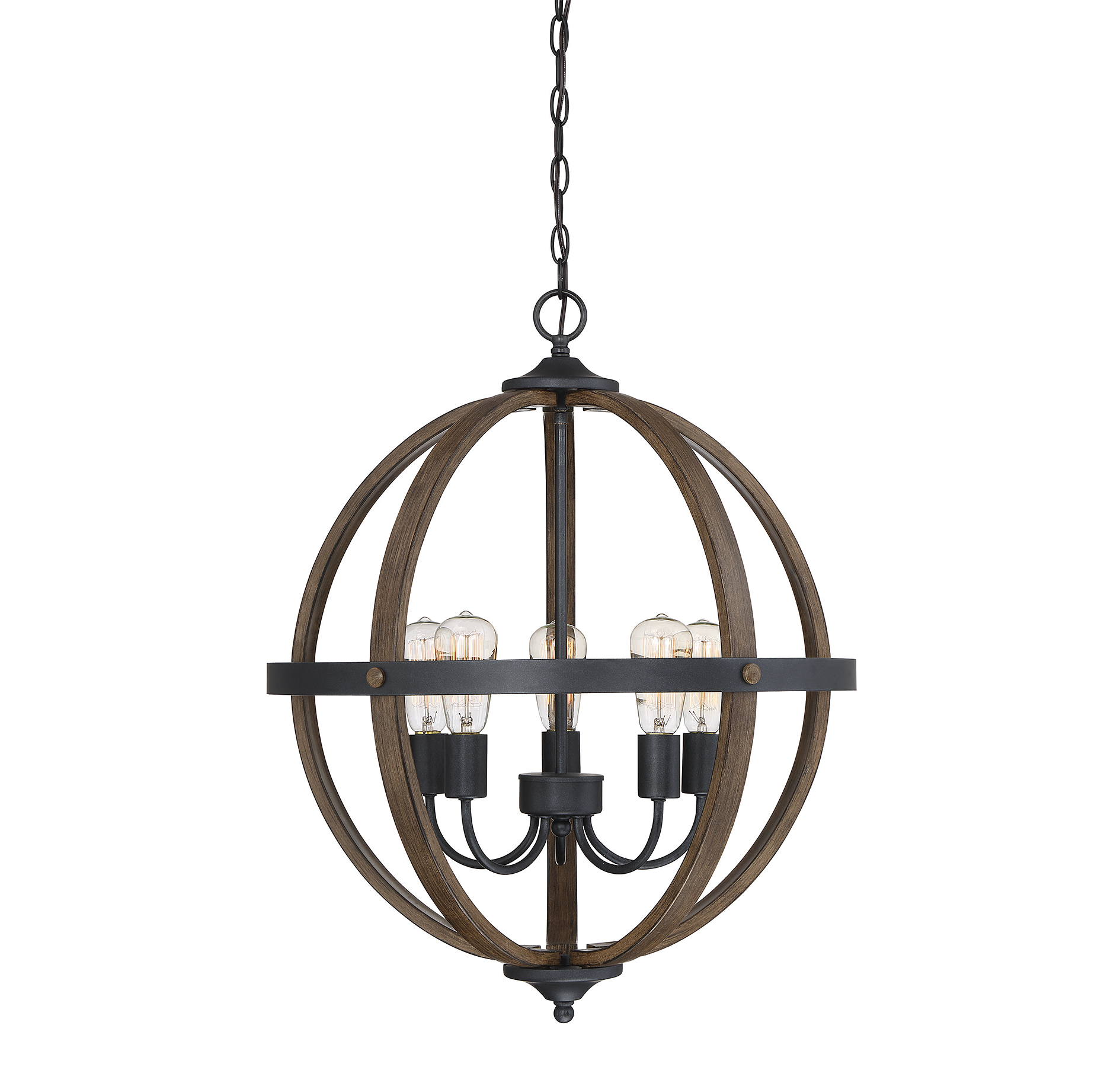 Trade Winds Lighting 5-Light Pendant Light In Wood - TW90046-WB