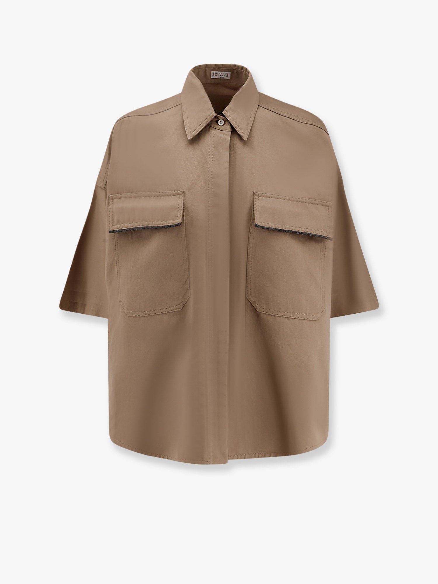 Linen Cotton Blend Shirt — Beige