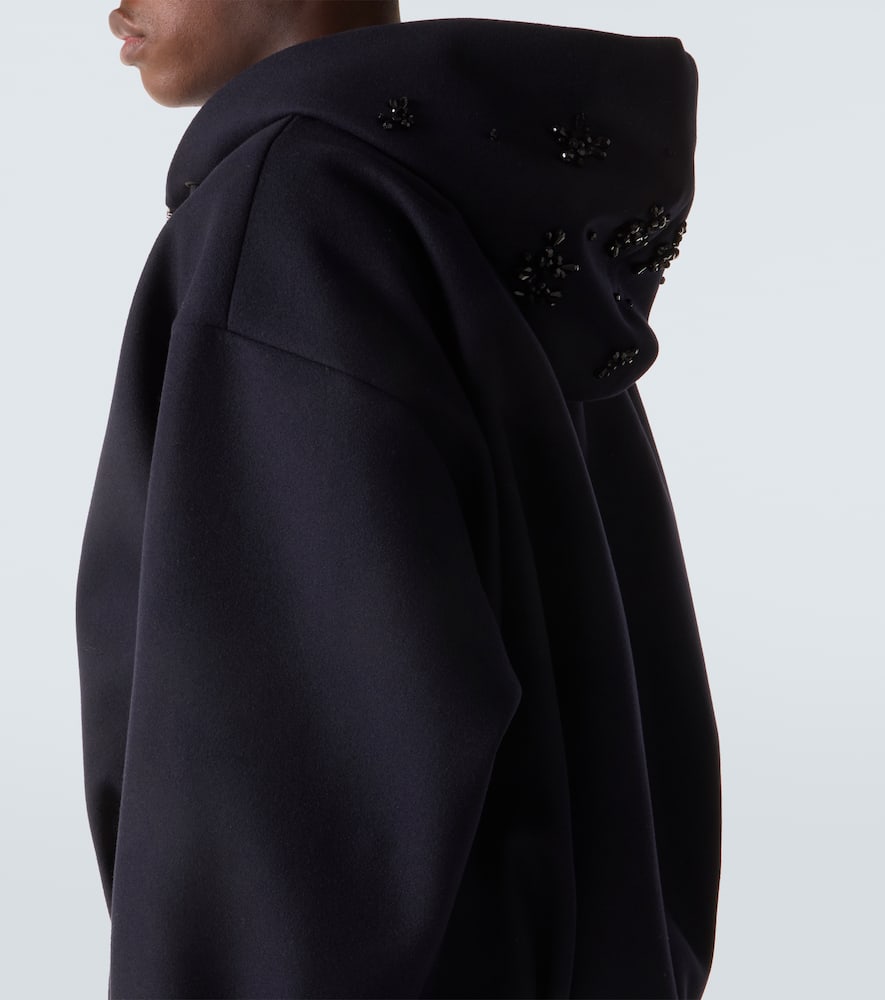 Embellished wool-blend hoodie
