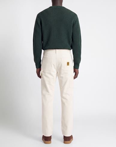 Man Pants Ivory Size M Cotton, Elastane