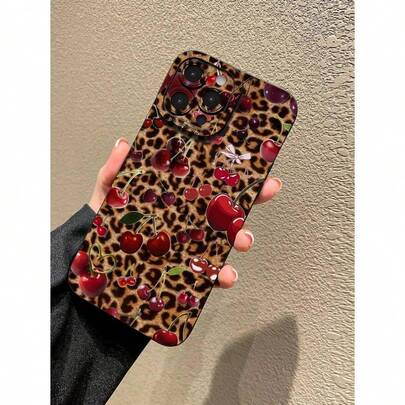 Cheetah Print Valentines Leopard & Cherry Pattern Sweet And Spicy TPU Phone Case Compatible With IPhone