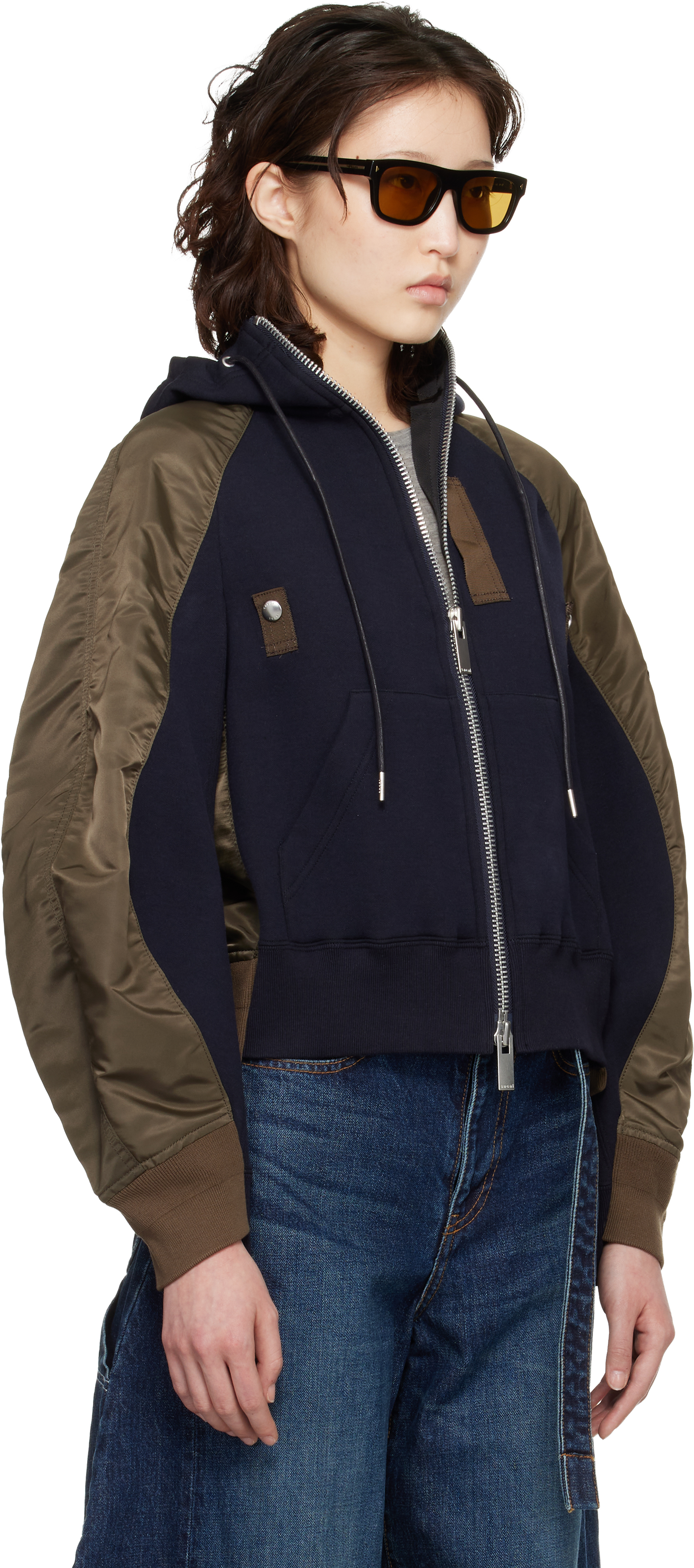 Navy & Khaki Sponge Sweat Hoodie
