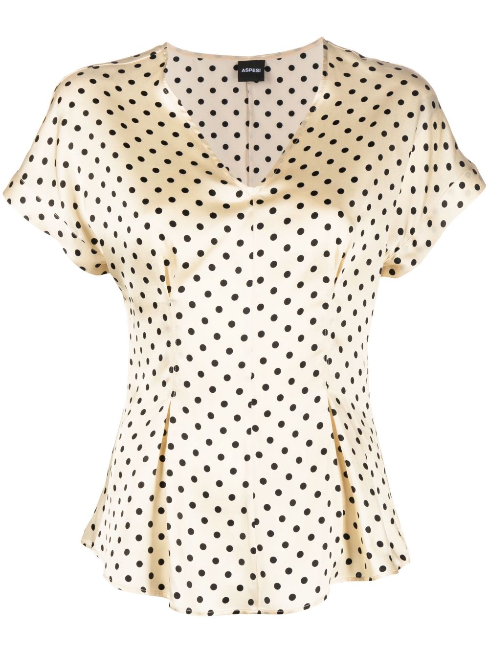 Polka-dot flared silk blouse - Neutrals