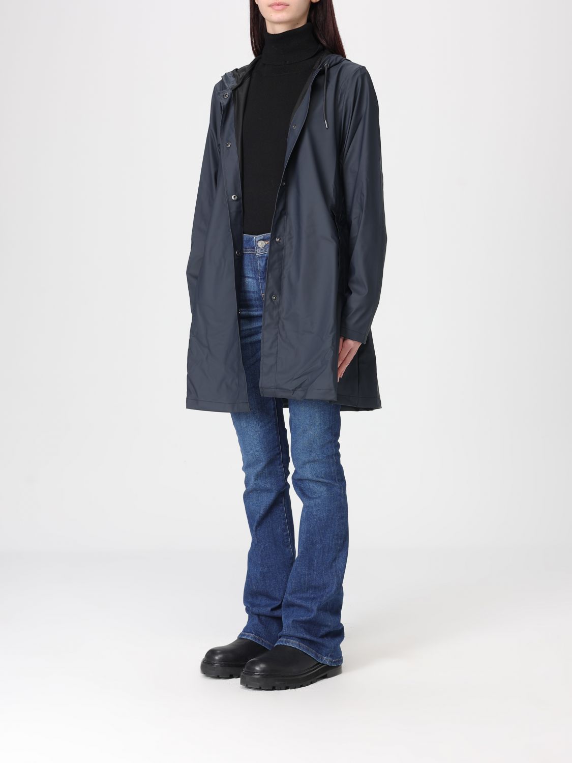 Button-up hooded parka - Black