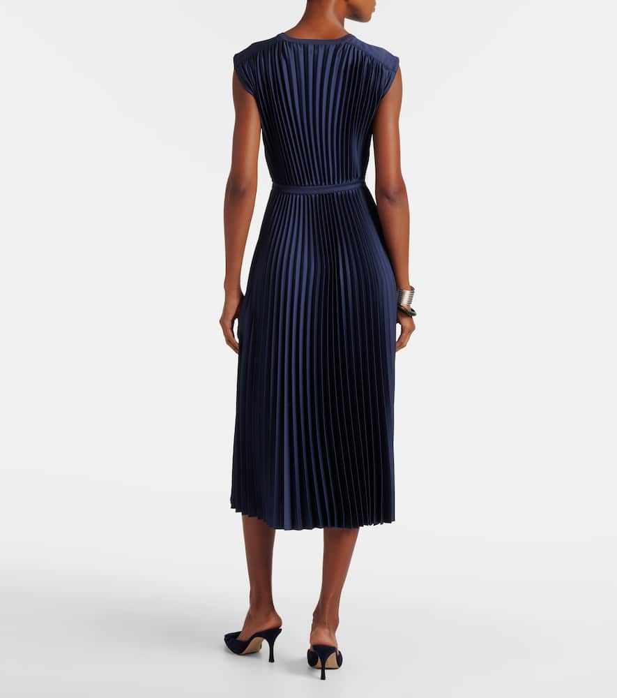 Volta plissé belted crêpe midi dress