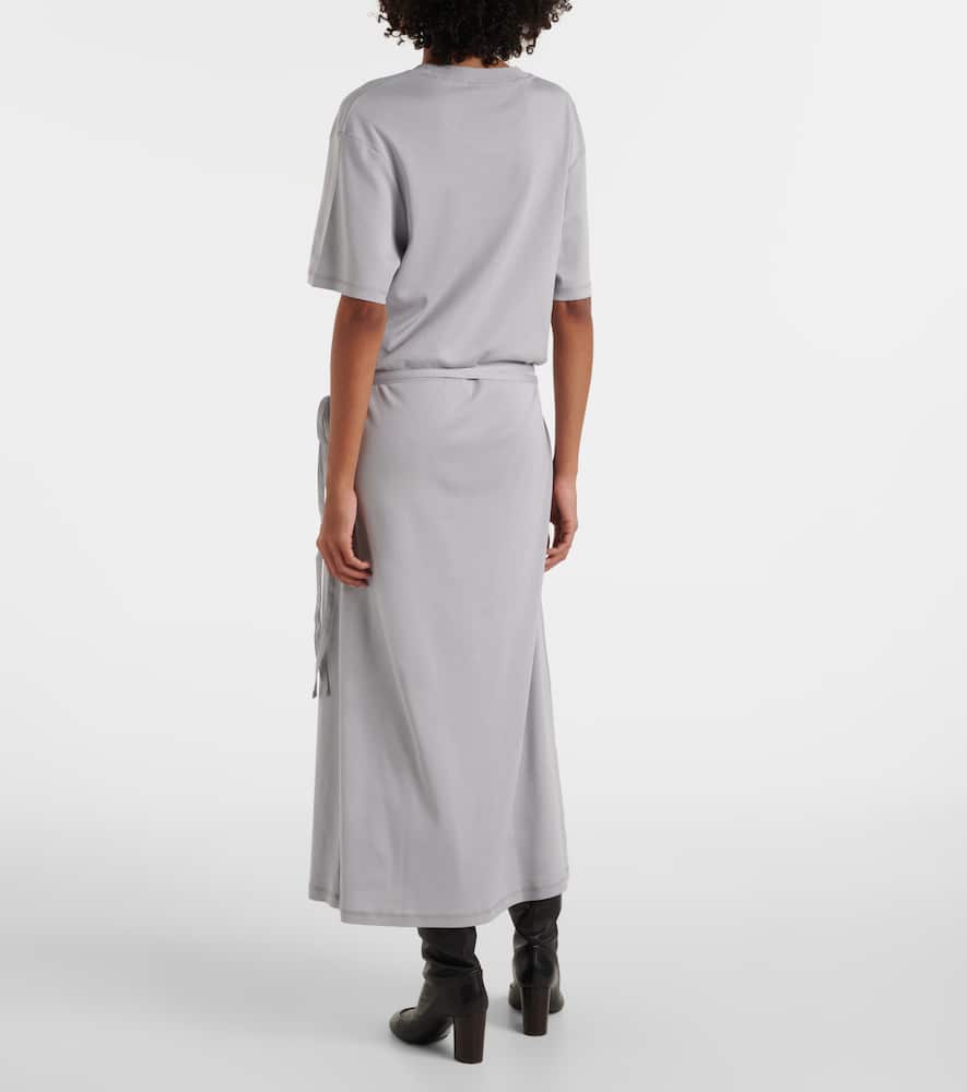 Belted cotton jersey maxi dress