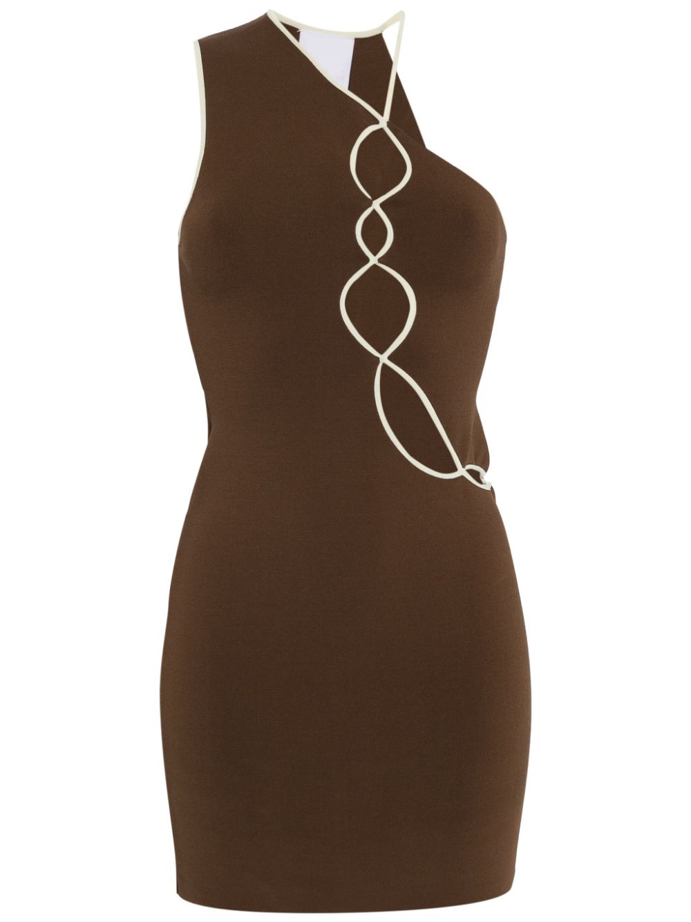Cut-out knitted mini dress - Brown