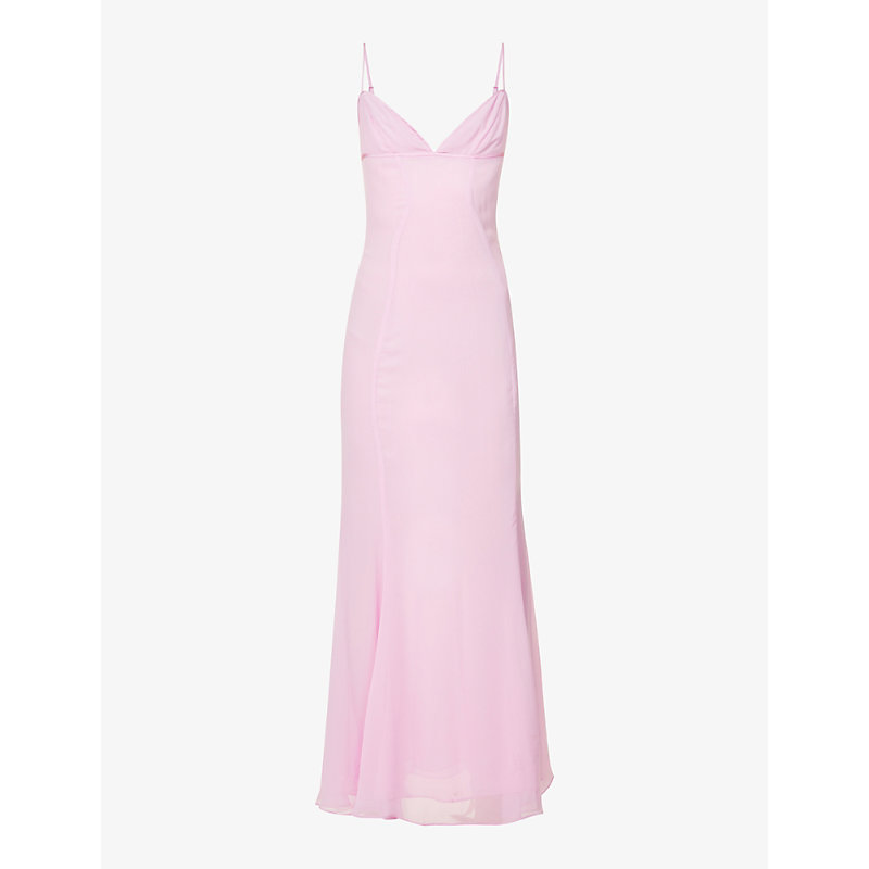 Womens Pink Loren Sweetheart-neck Mesh Maxi Dress