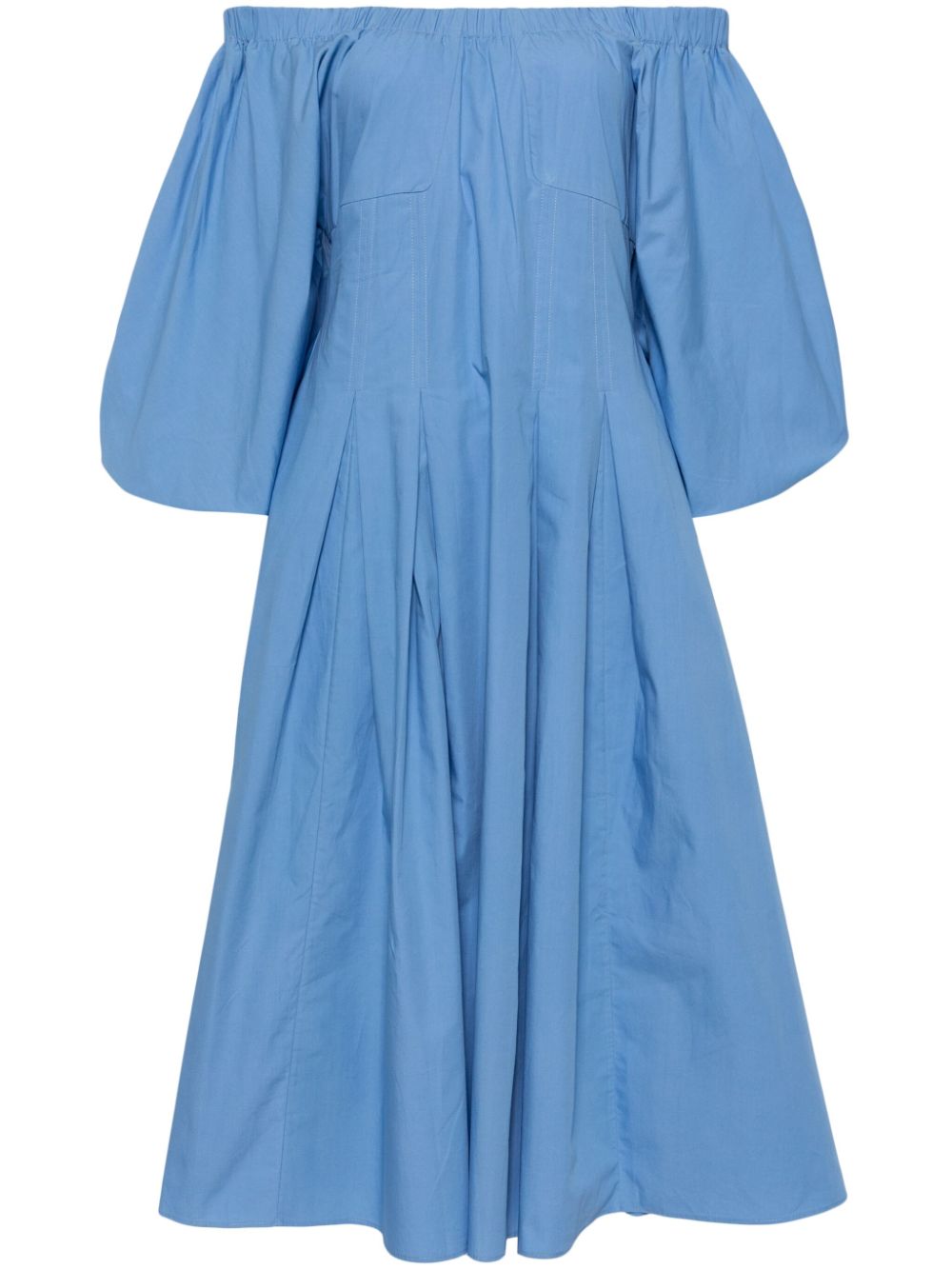 Puff-sleeved off-shoulder dress - Blue