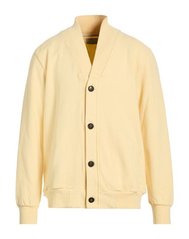 Man Cardigan Pastel yellow Size M Cotton