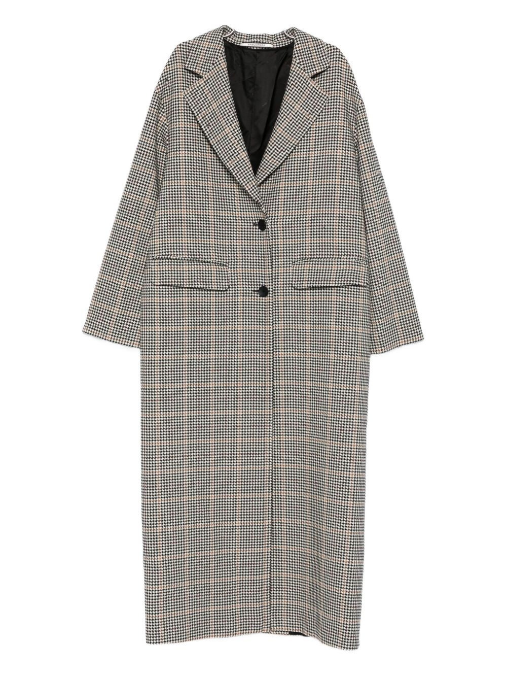 Wool Houndstooth Check Coat — grey