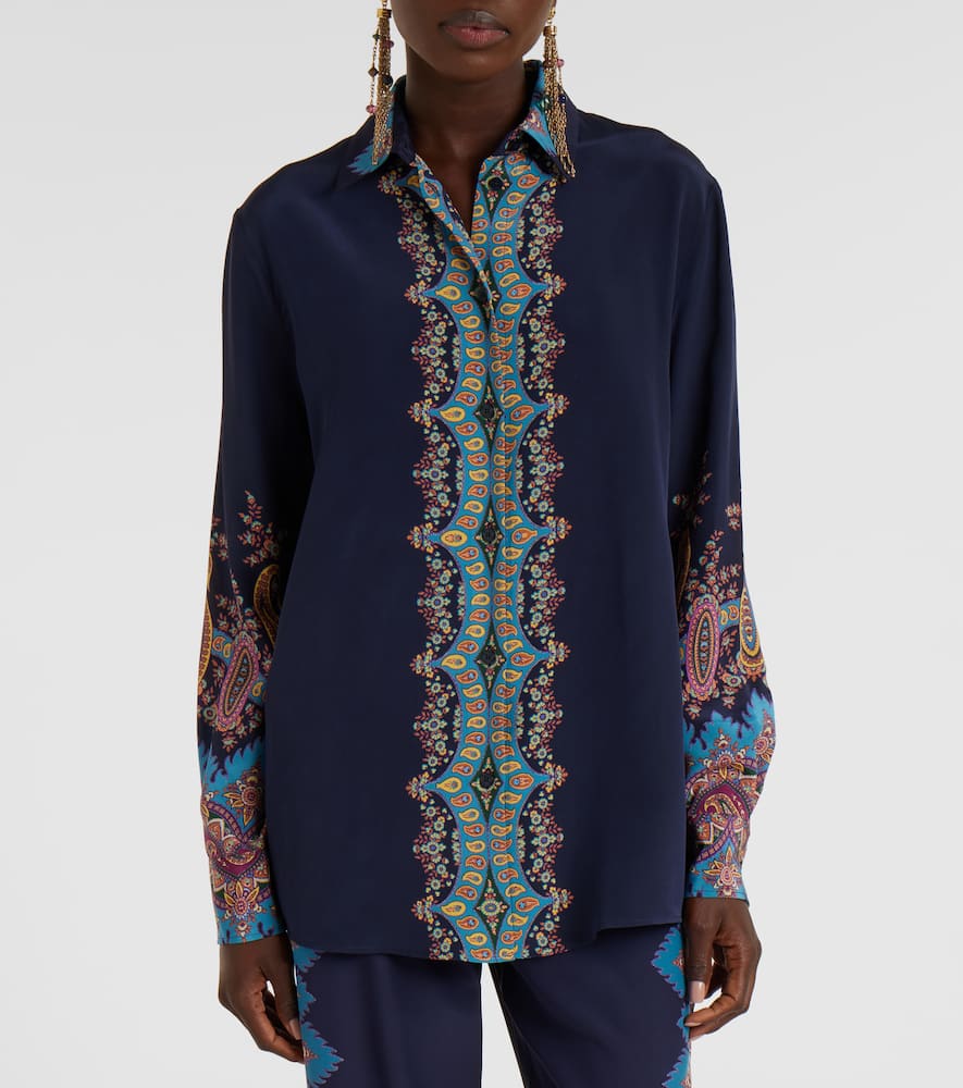Printed silk crêpe de chine shirt