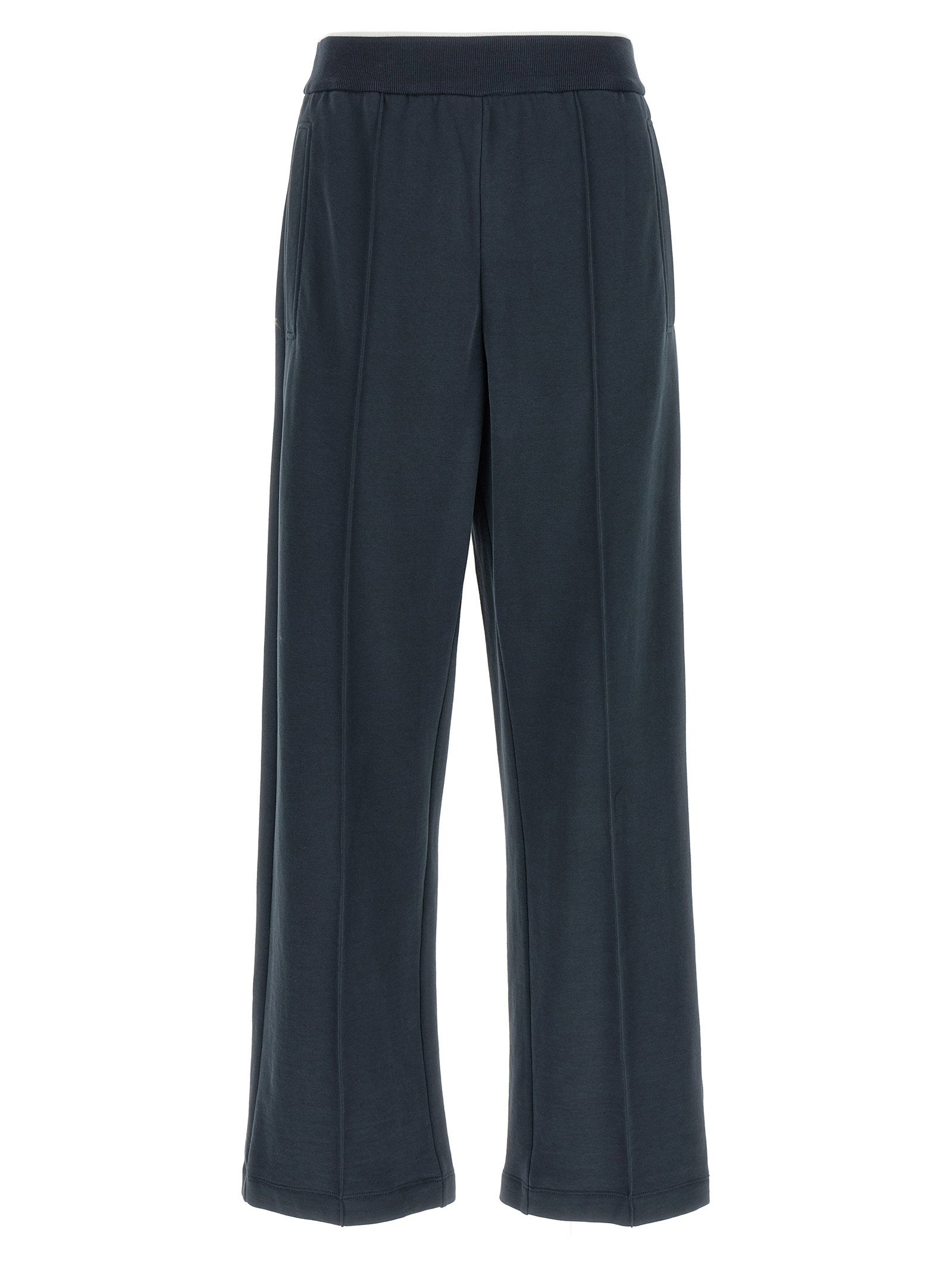 Front-Stitched Cotton Joggers — Dark blue
