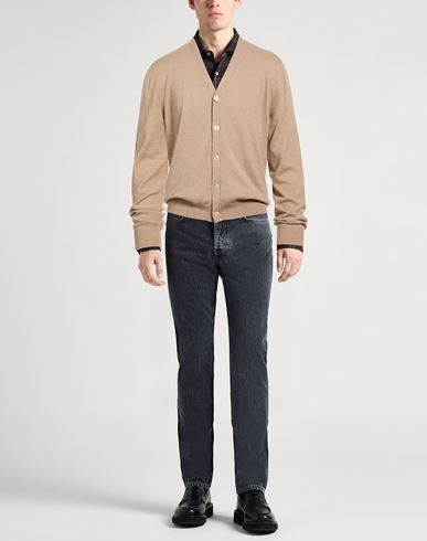 Man Cardigan Sand Size M Cotton, Cashmere