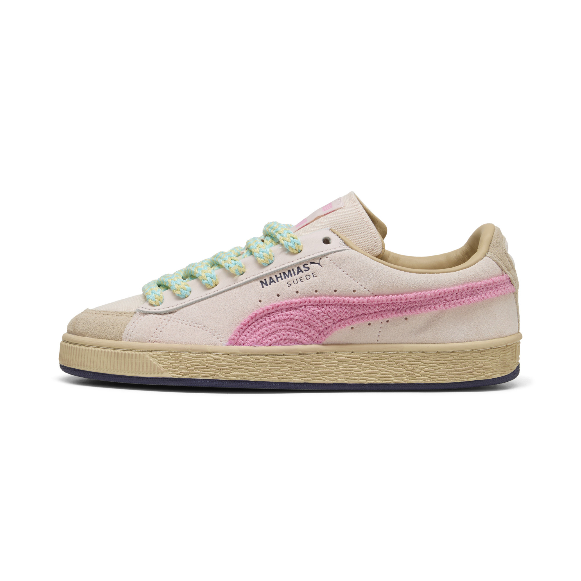 PUMA x NAHMIAS Suede Crochet Sneakers in Pink