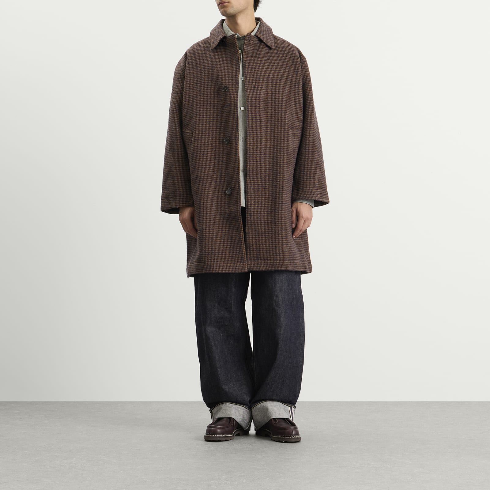 Men's Wool Tweed Mix Stan Coat Navy/Brown