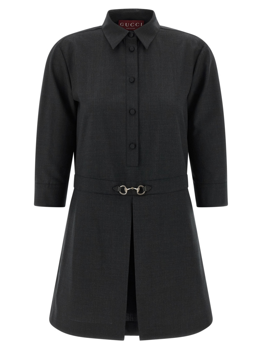 Button-fastening Shirt Mini Dress