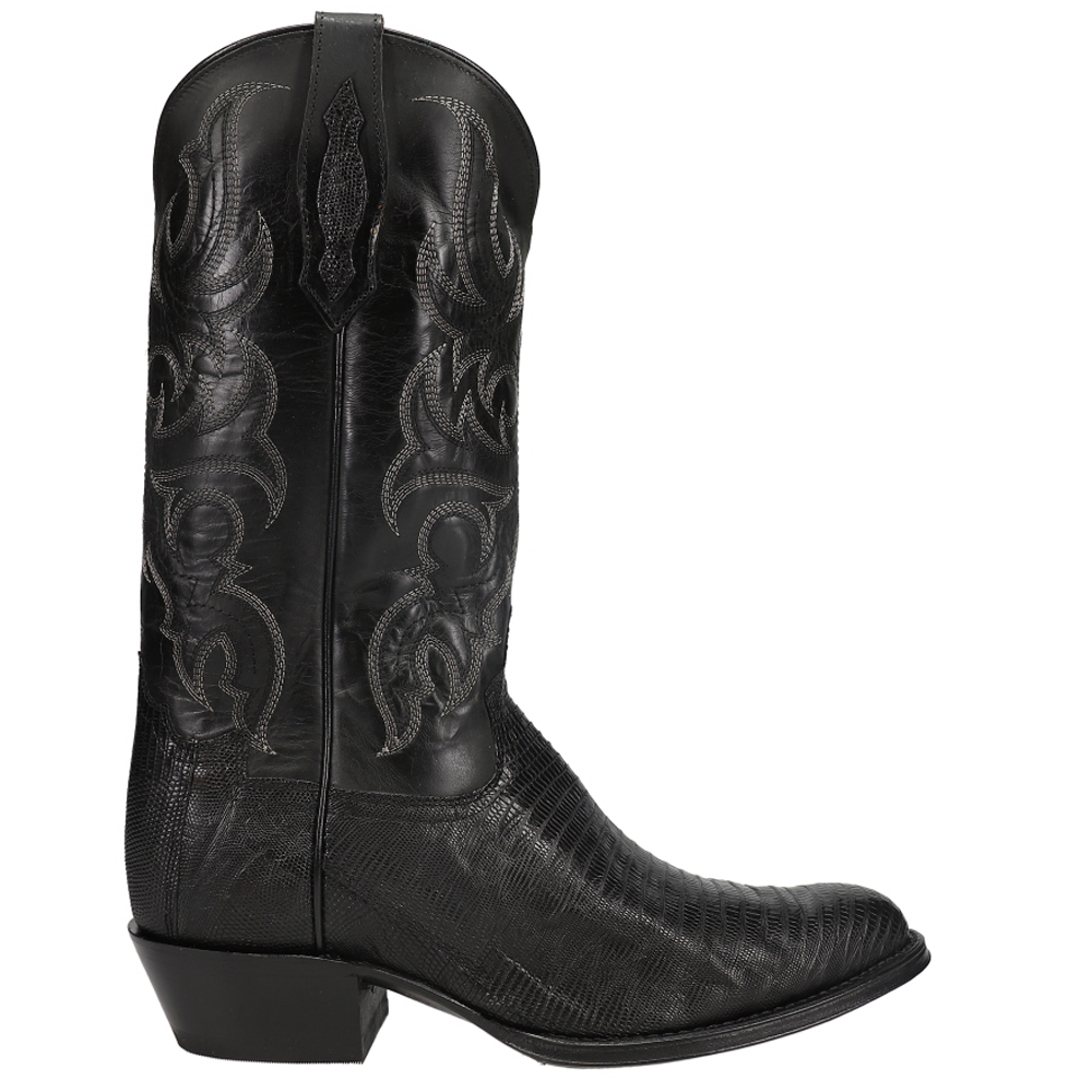 Nacogdoches 13 Inch Teju Embroidered Lizard Round Toe Pull On Cowboy Boots