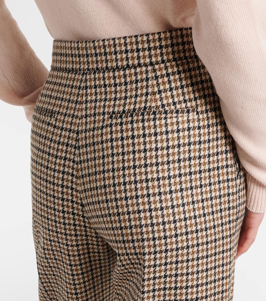 Houndstooth cropped virgin wool flared pants