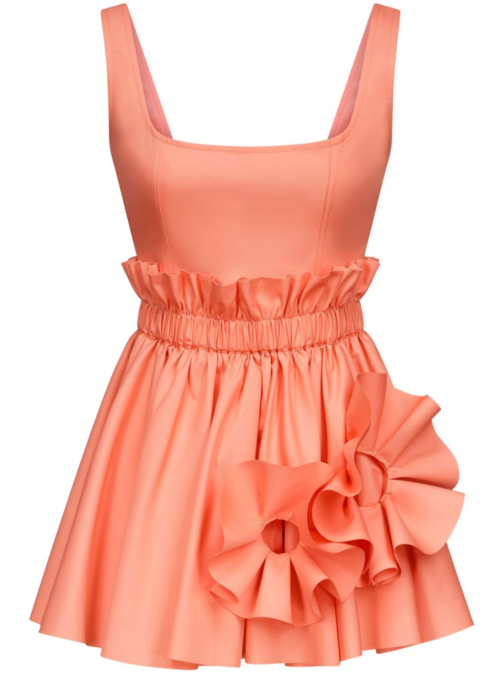 Ruffled flower-appliqué mini dress - Pink