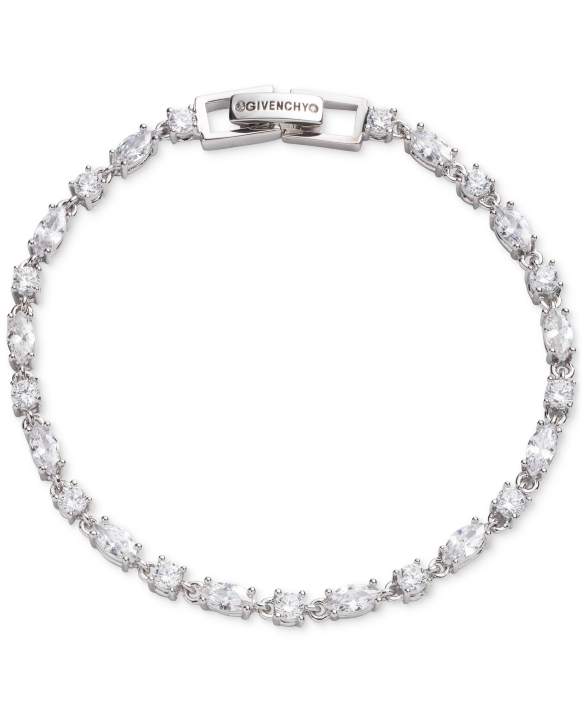 Silver-Tone Round & Marquise-Cut Cubic Zirconia Tennis Bracelet - Crystal Wh