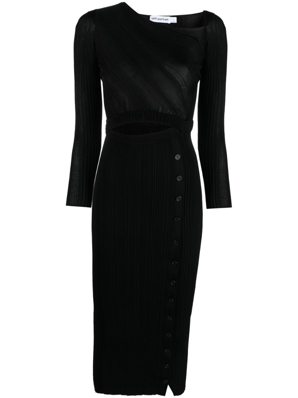 Cut-out detail ribbed-knit midi dress - Black