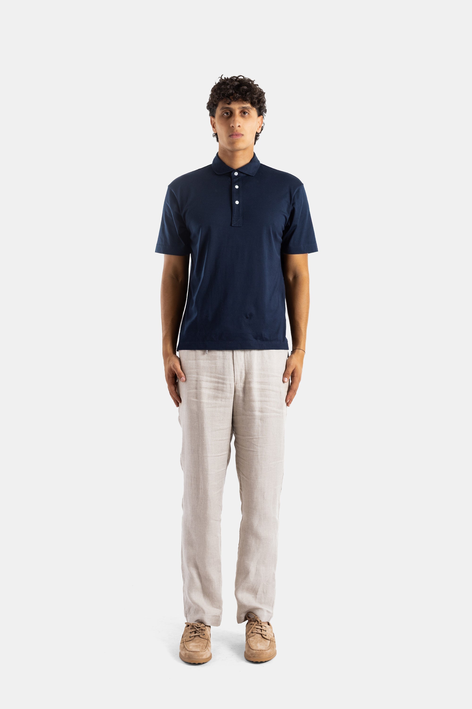 Pima Cotton Polo Shirt — Navy