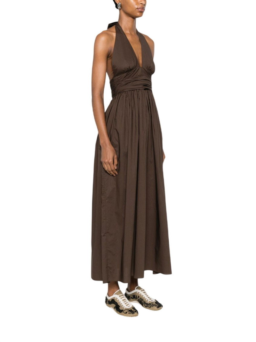 Brown Halter Neck Maxi Dress