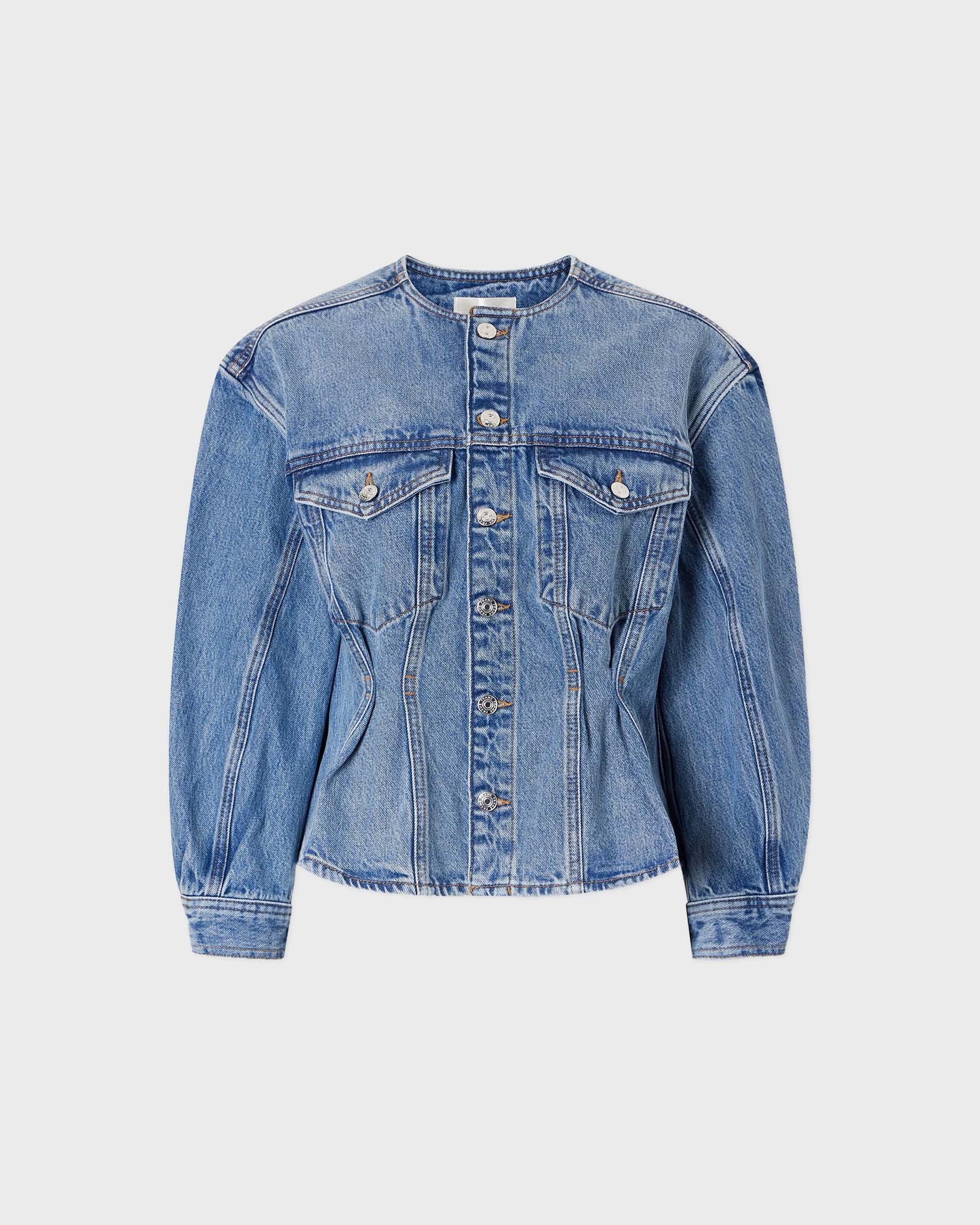 Frame Jacket The Nipped Collarless Light blue wash