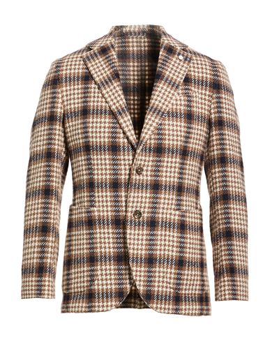 Man Blazer Light brown Size 44 Wool, Polyester, Cotton