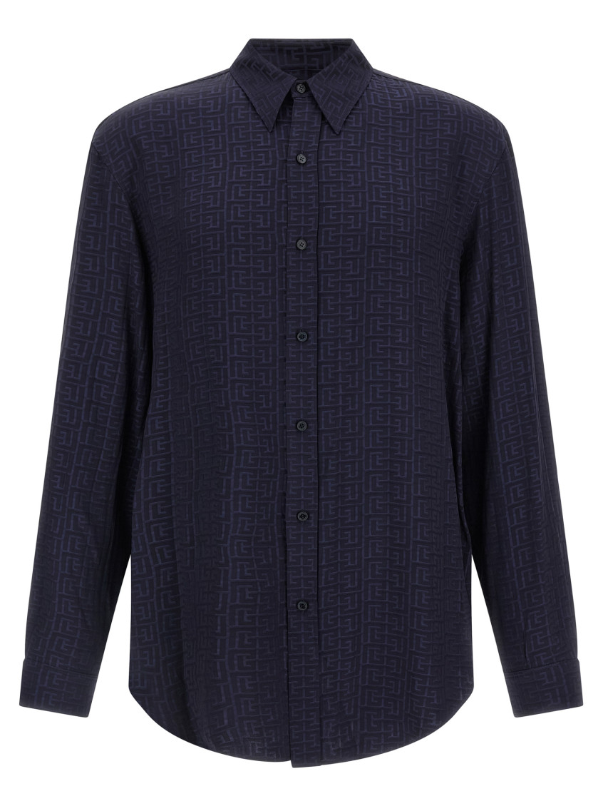 Balmain - long sleeve nylon silk shirt buttoned collar