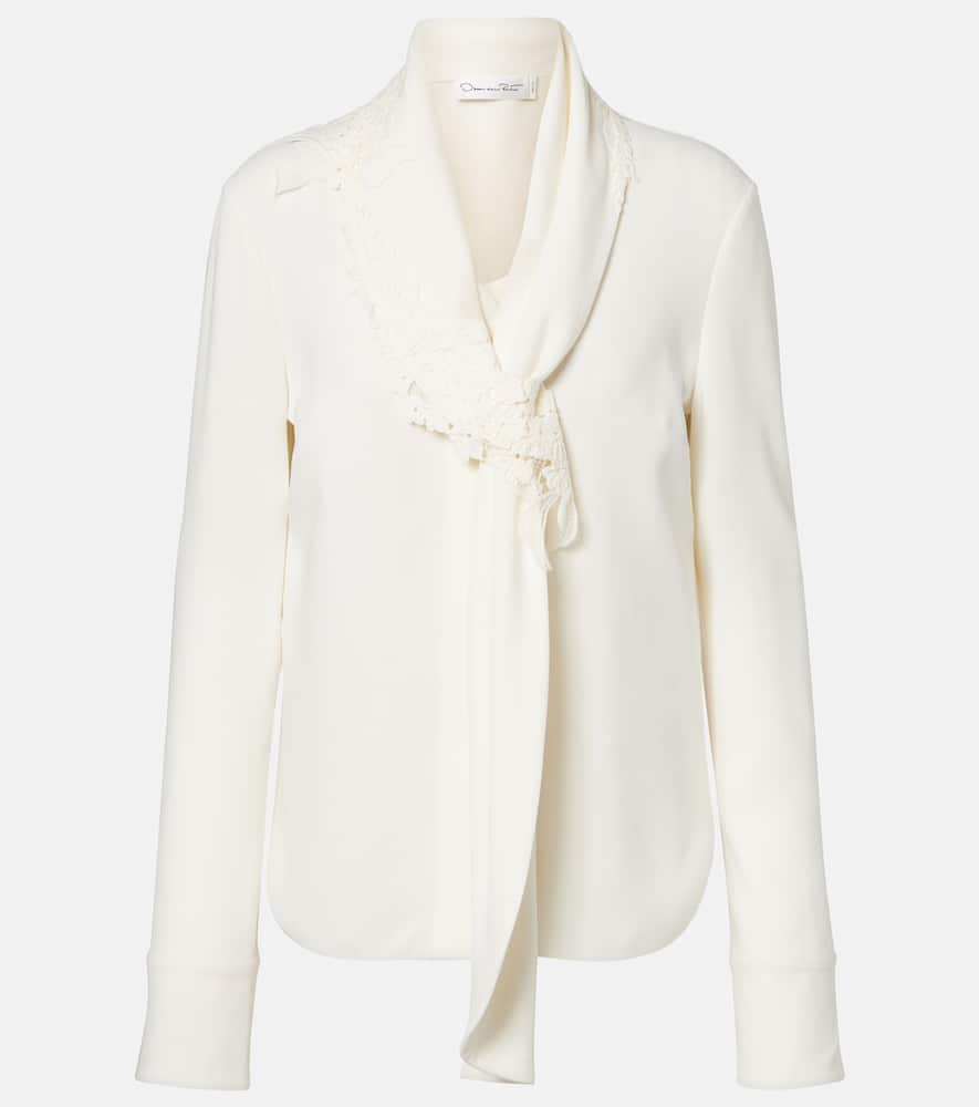 Lace-trimmed silk-blend georgette blouse
