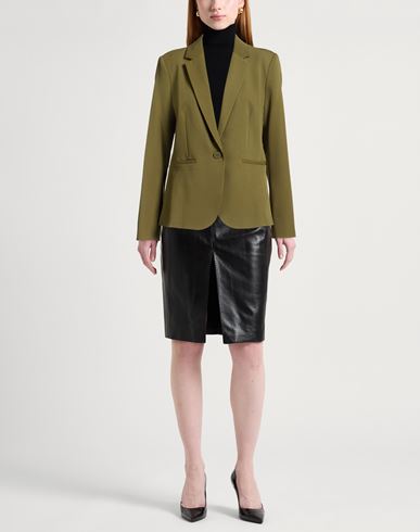 Woman Blazer Military green Size 12 Polyester, Viscose, Elastane