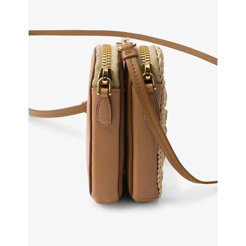 Womens Neutral Triangle-shaped Woven Cross-body bag 