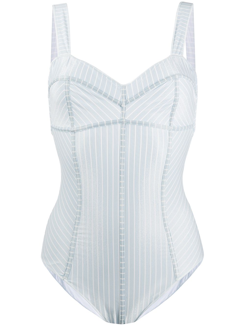 Striped tie back swimsuit - Blue