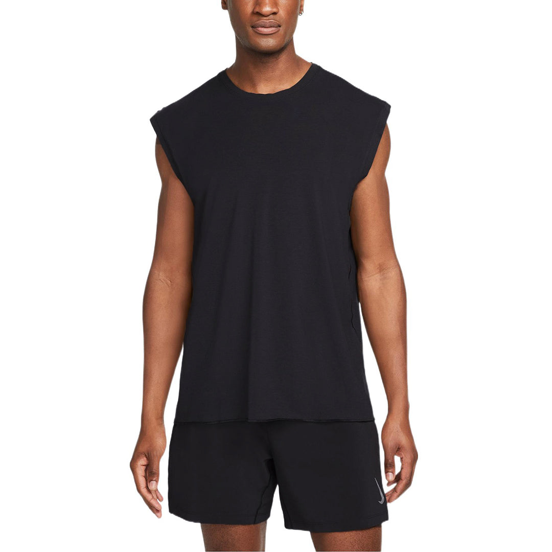 Men's Solid Color Round Neck Pullover Sleeveless Vest Black