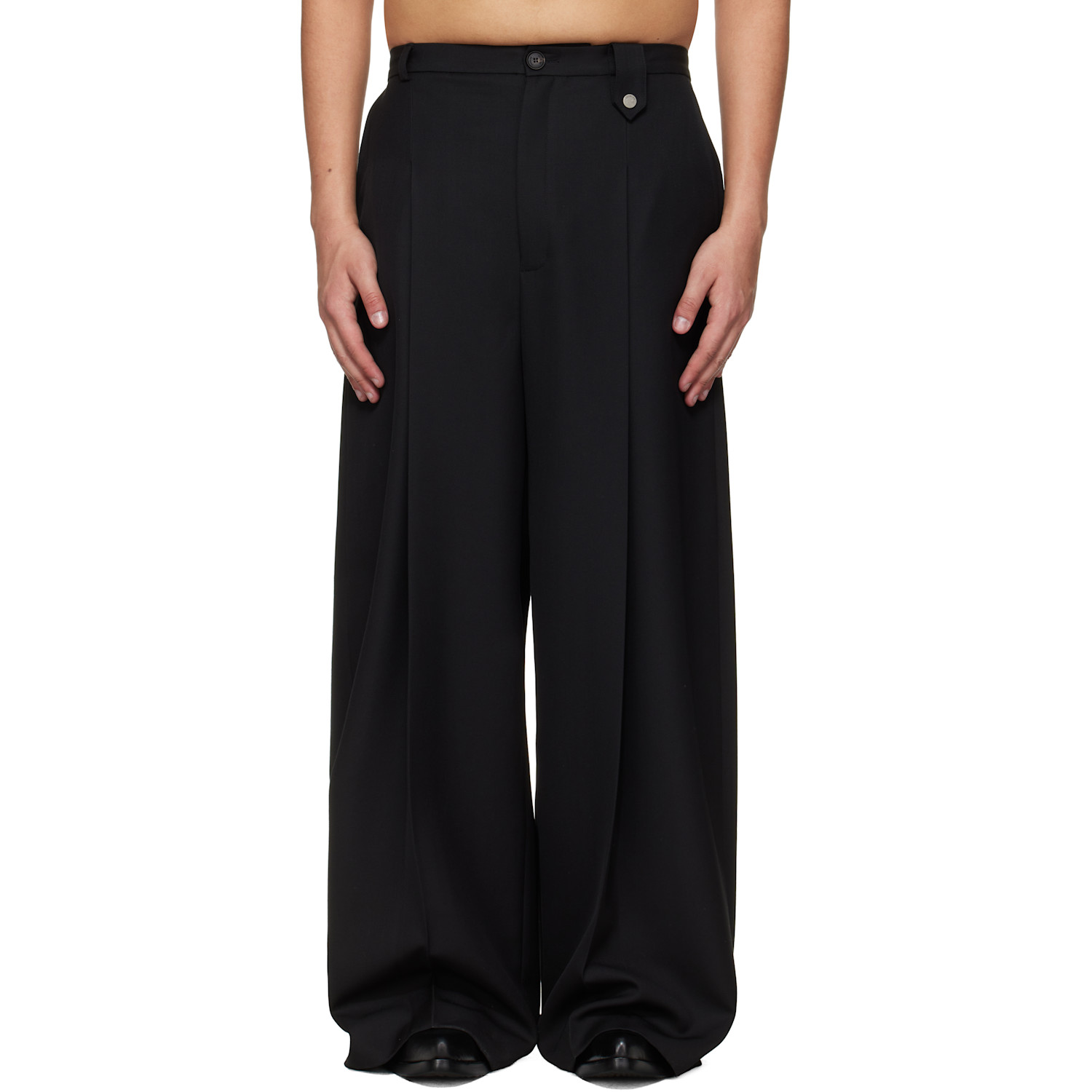 Black Fluid Tailored Wide Leg Trousers