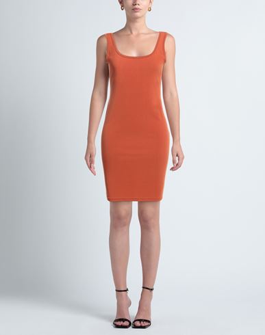 Woman Mini dress Rust Size S Viscose, Polyester, Elastane