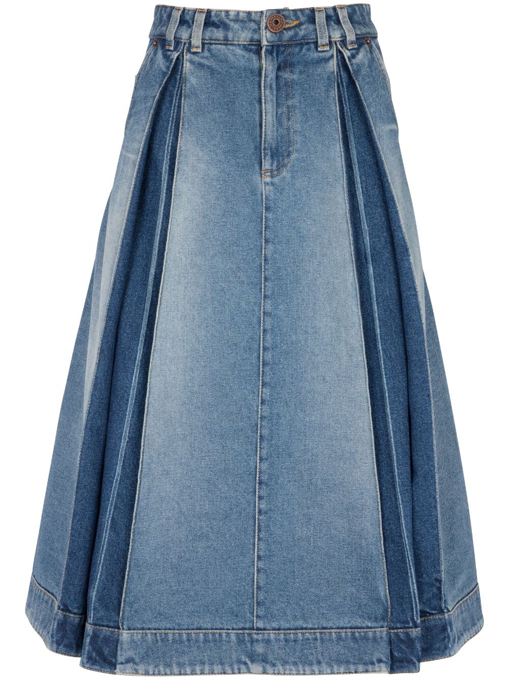 Pleated denim skirt - 6FF