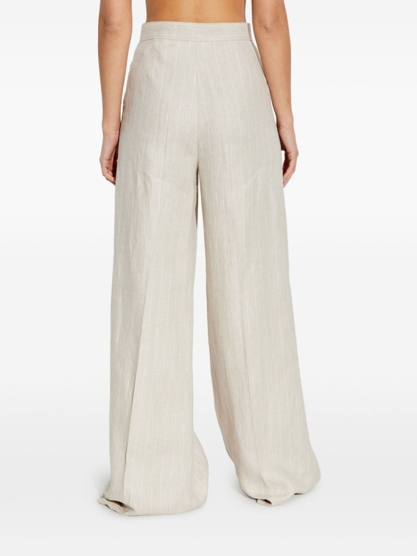 Beige Rauche linen trousers
