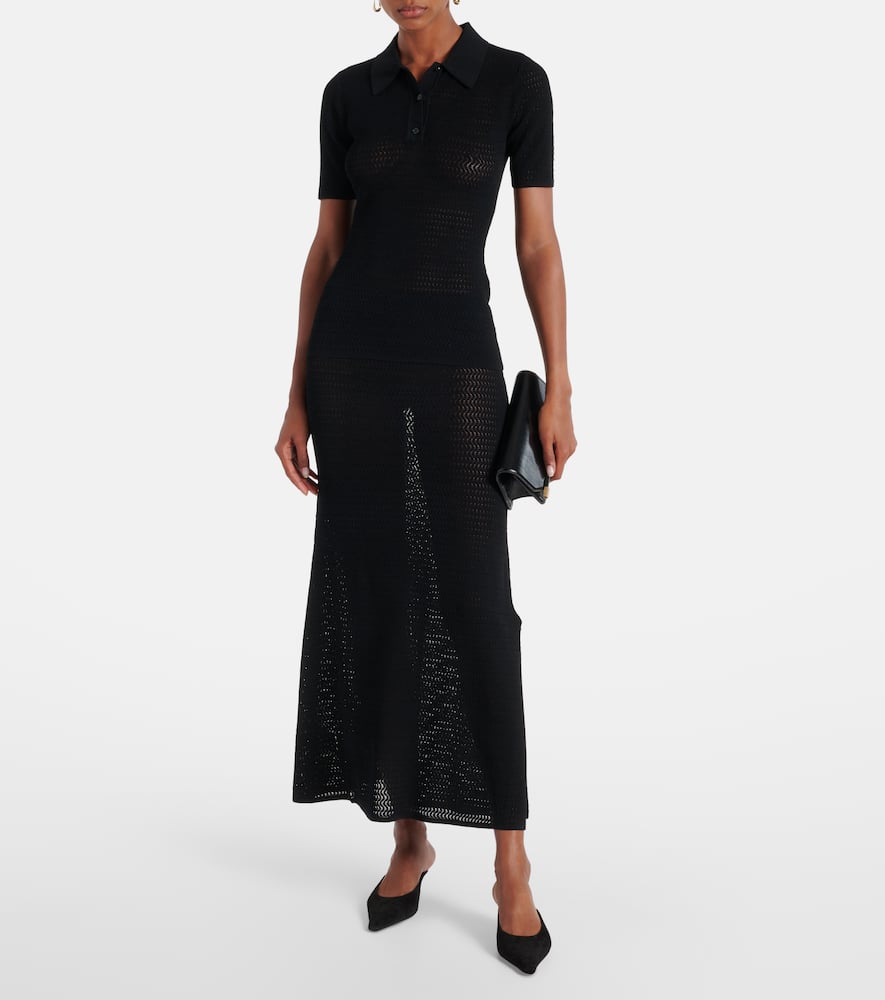 Pointelle midi skirt